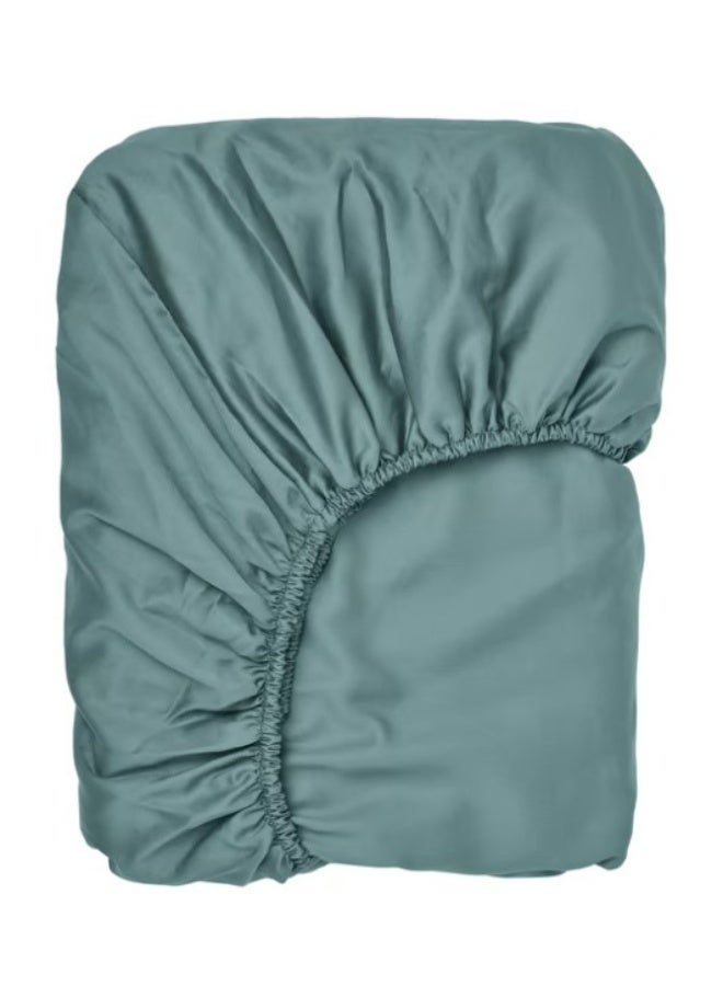 ملاءة سرير مطاطية، لون أزرق مخضر، 90 × 200 سم - Image 1